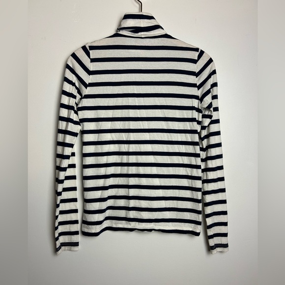Crewcuts J.Crew Kids Girl Size 14 Top Blouse Striped White-Black Turtleneck - Picture 2 of 11